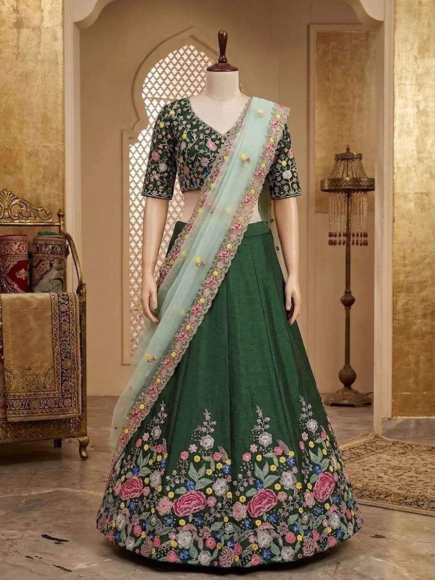 SBD 1842 Satin Silk Embroidery Work Lehenga Choli Wholesale Surat