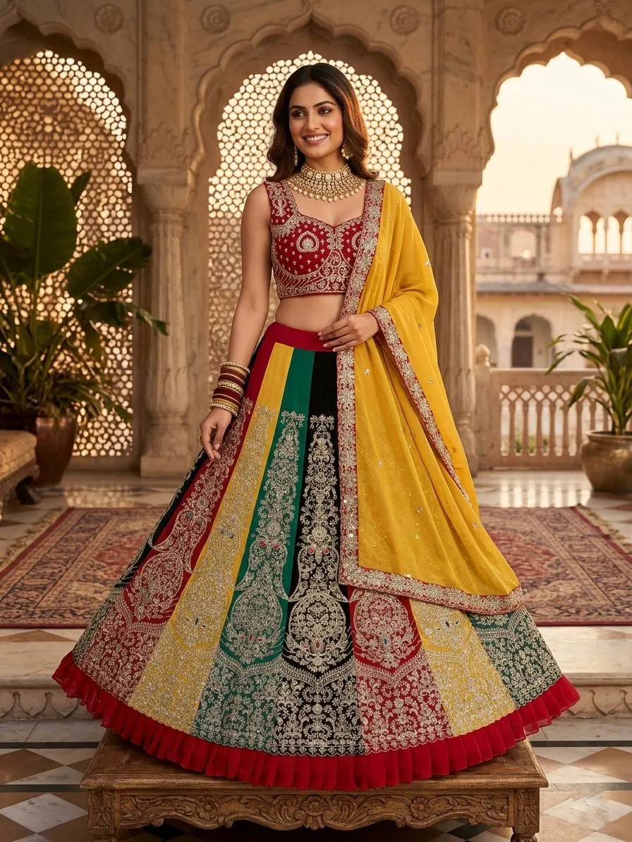 SBD 1843 Faux Georgette Sequins Work Party Wear Lehenga Choli Wholesale Surat