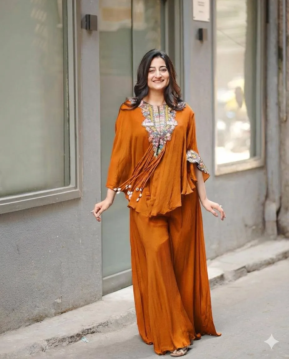 BV 349 Air Tex Chinon Embroidery Indo Western Wholesale Surat