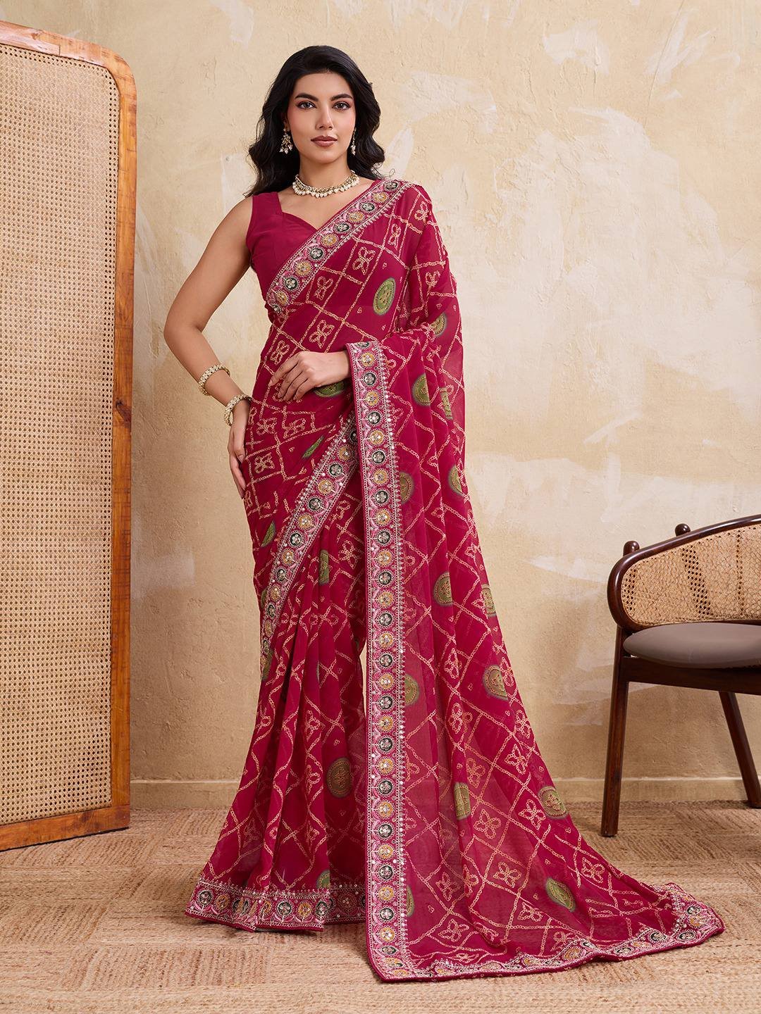 Kiara Devki3 Georgette Bandhej Printed Festival Saree Wholesale Surat
