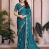 Kiara Mamta1 Shattin Chiffon Embroidery Festival Saree Wholesale Surat
