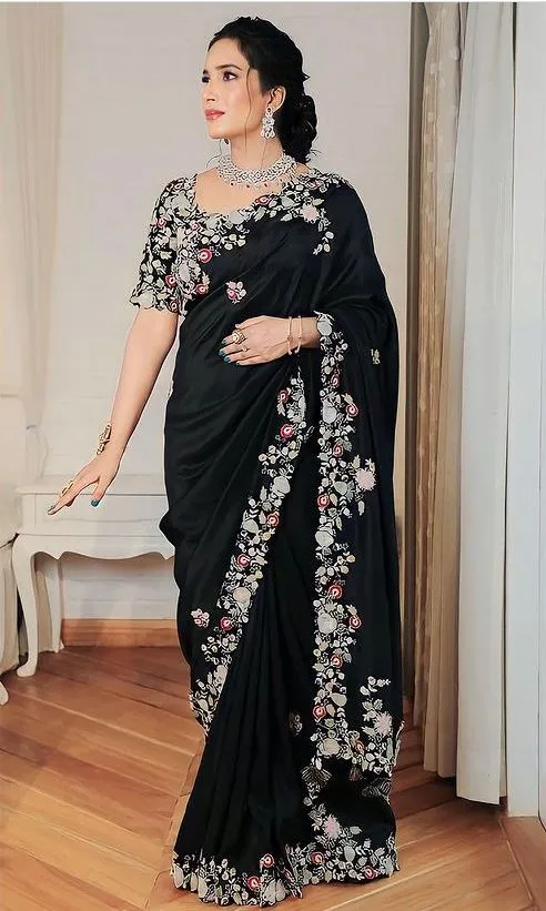 Kiara Sargam Georgette Embroidery Wedding Saree Wholesale Surat