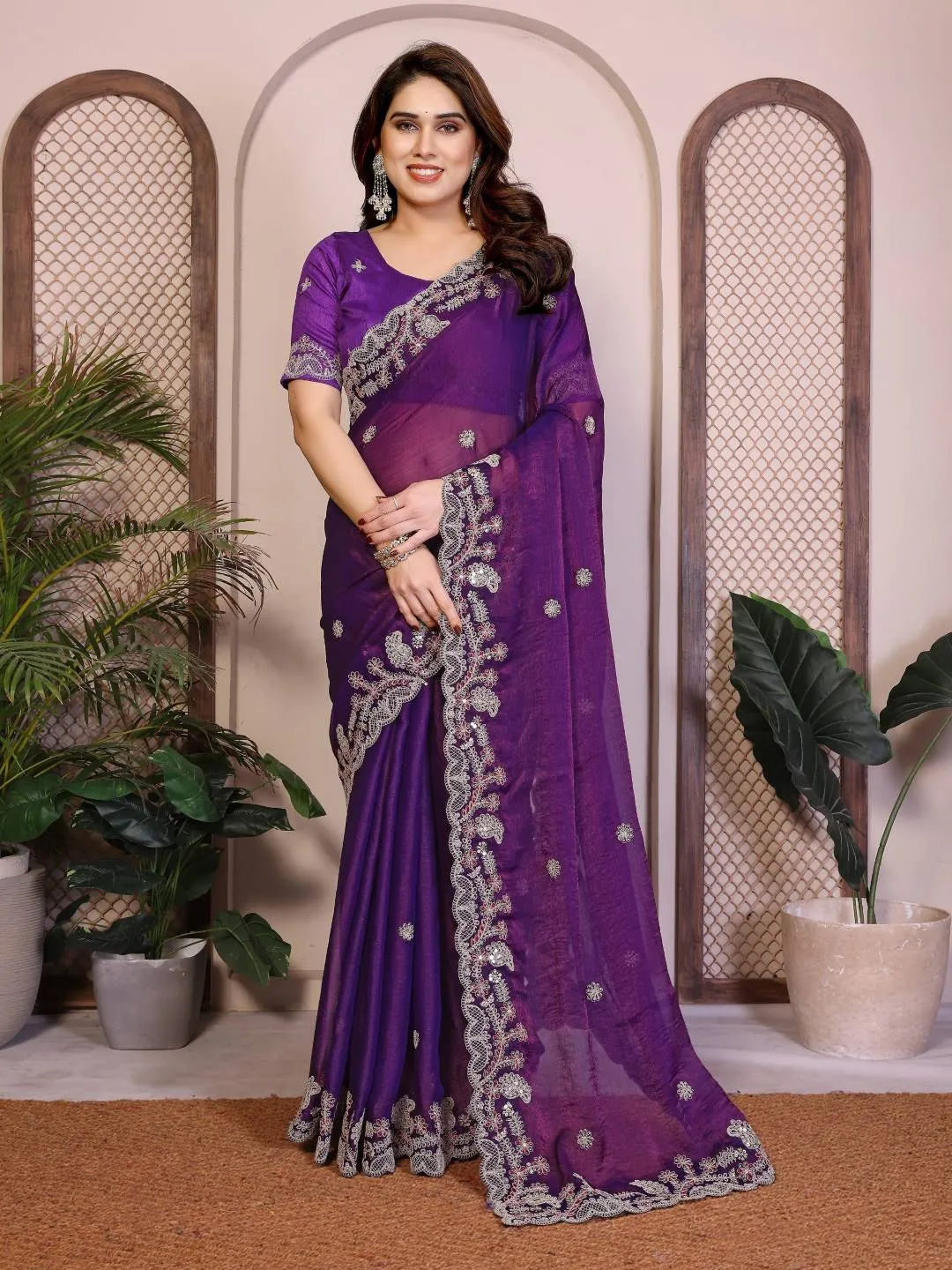 Kiara Oreva9 Fendy Chiffon Silk Embroidery Festival Saree Wholesale Surat