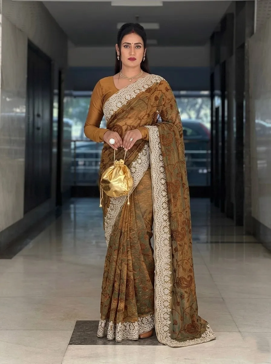 Kiara Reemani Tone Twill Net Chikankari Work Saree Wholesale Surat