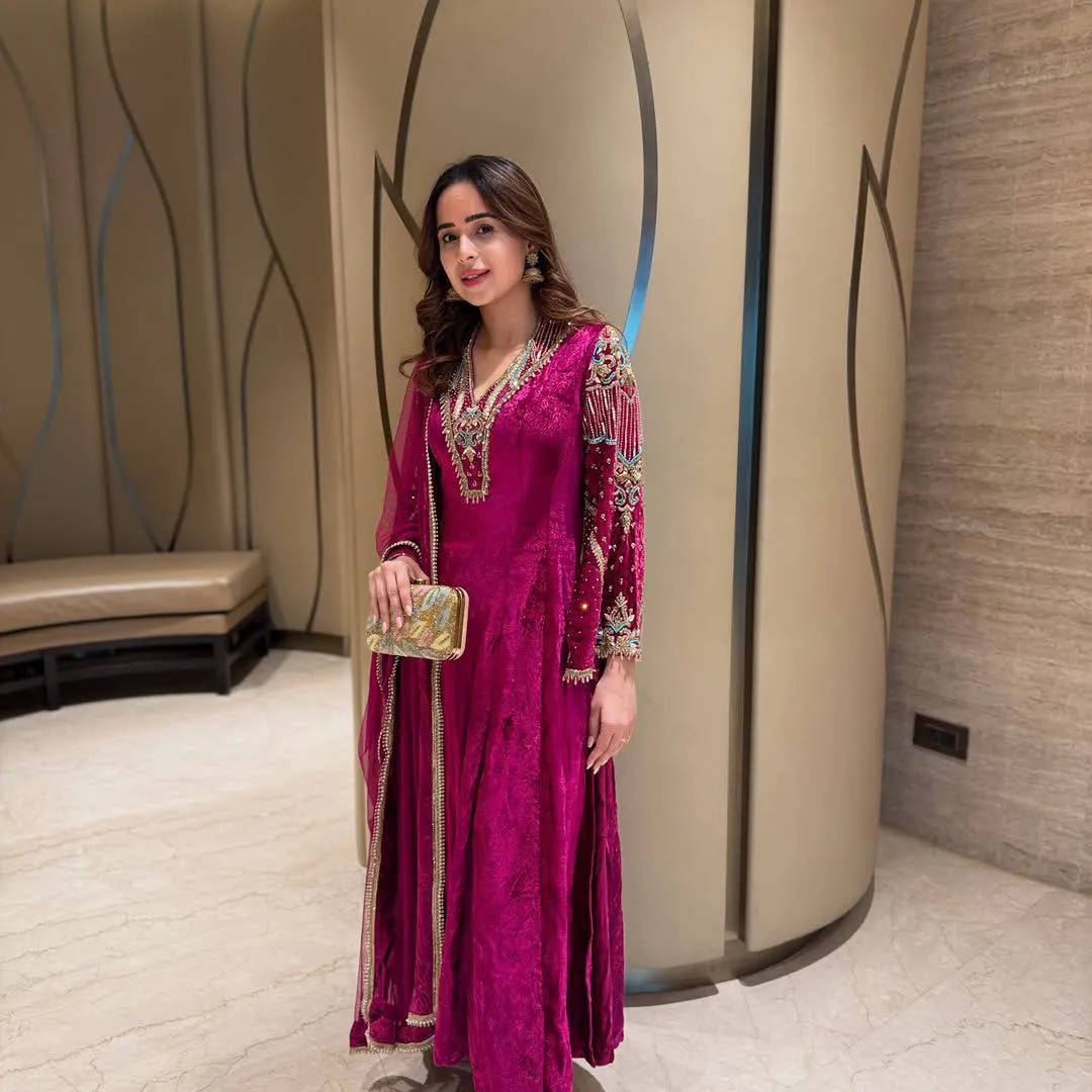 C585 1419 Velvet Zari Work Festival Long Kurti Set Wholesale Surat