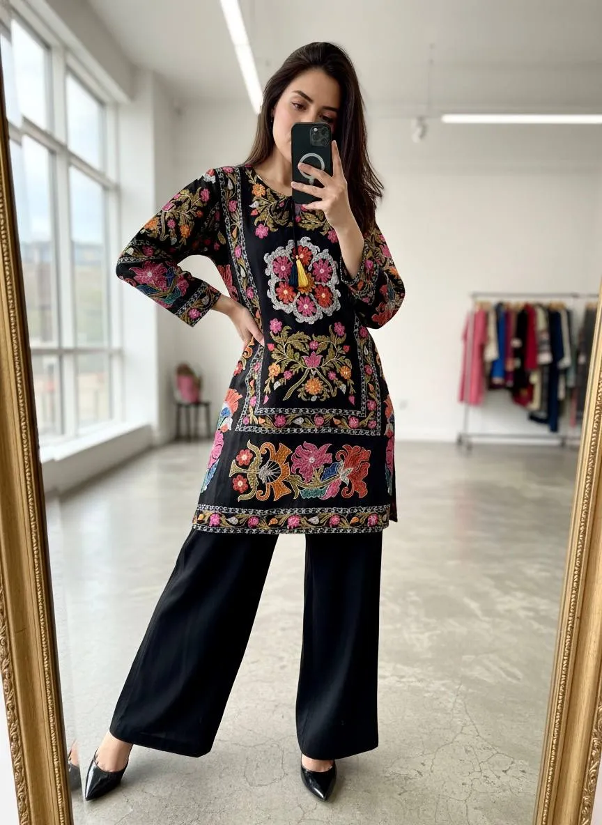 C585 233 Magic Cotton Office Wear Sort Kurti Plazzo Wholesale Surat