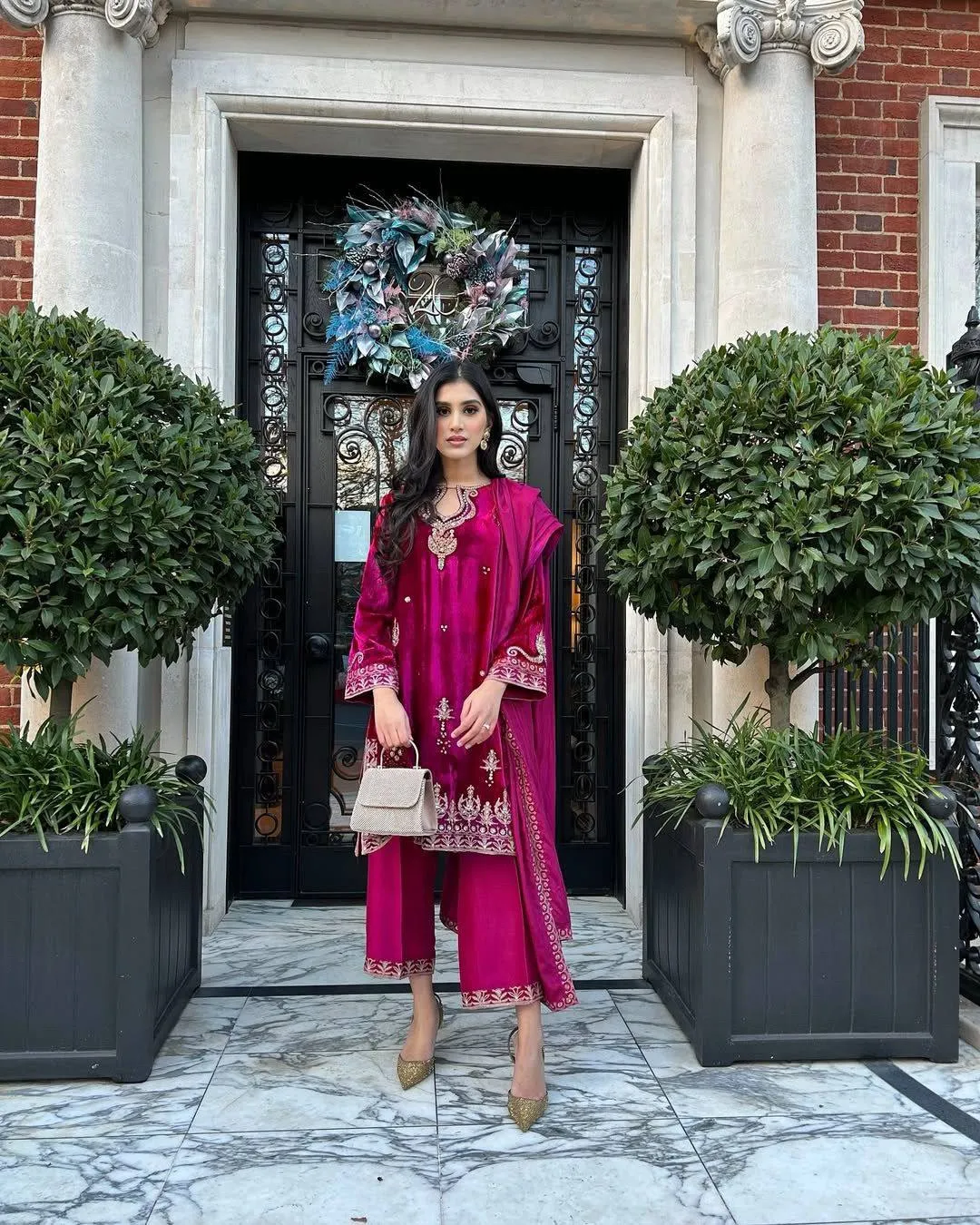 C585 1426 Velvet Designer Embroidery Readymade Dress Wholesale Surat