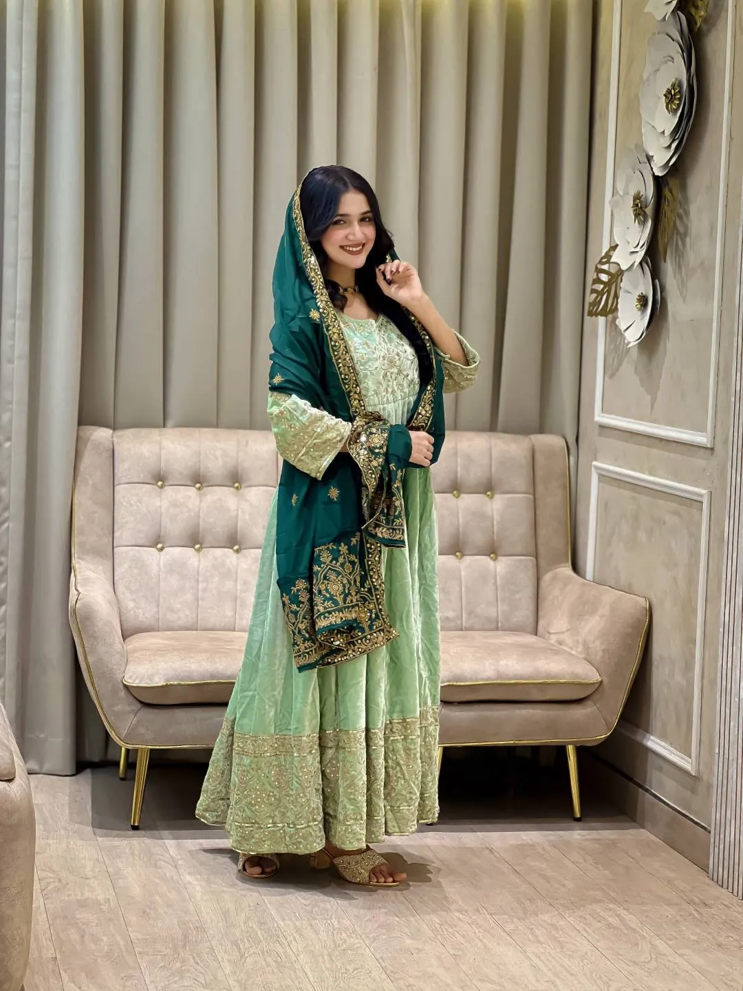 C585 1432 Velvat Zari Embroidery Work Anarkali Gown Wholesale Surat