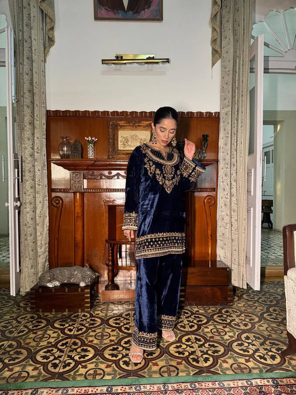 C585 1434 Velvet Designer Festival Co Ord Set Wholesale Surat