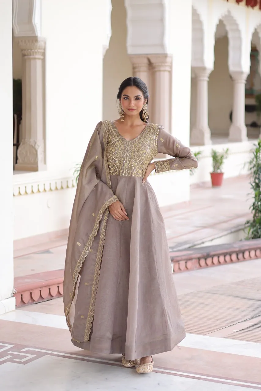 Mohini 9323 Gold Crush Sequins Zari Festival Gown Surat Wholesale