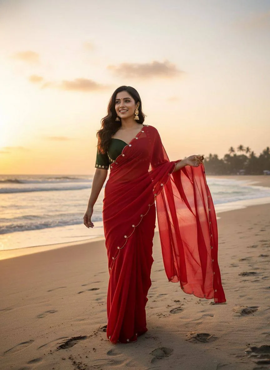 WMS Georgette Hand Work Saree Wholesale Surat