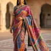 WMS Roman Silk Ajarakh Printed Saree Wholesale Surat