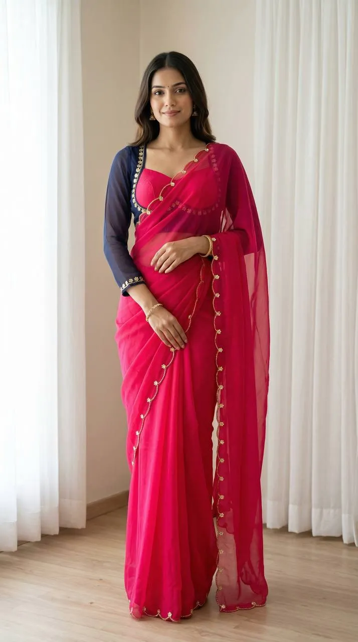 WMS Georgette Designer Hand Work Wholesale Surat Saree