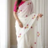 WMS Roman Silk Ajarakh Mirror Work Saree Wholesale Surat