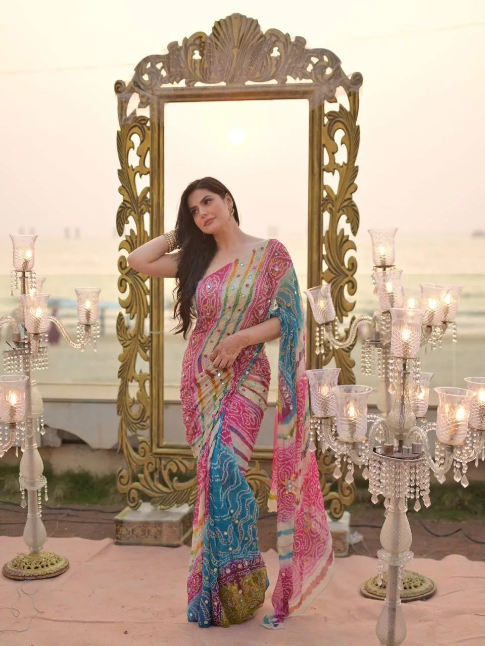 WMS Soft Tabby Miroor Work Bollywood Saree Wholesale Surat