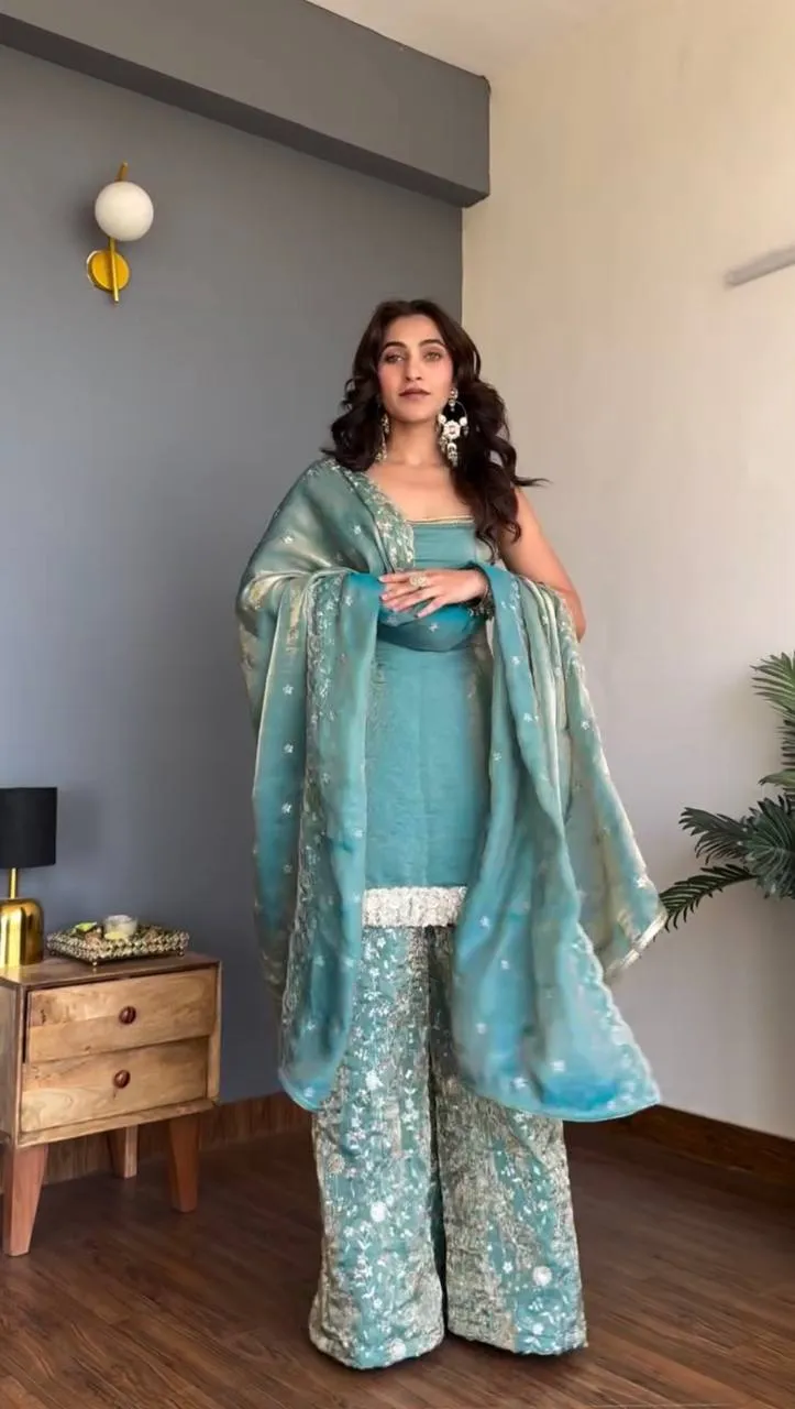 Sabina 5995 Fendy Silk Sequnce Sharara Suit Wholesale Surat