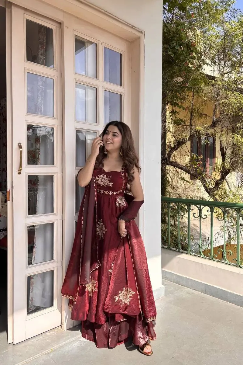 Deepika 6011 Fendy Silk Thread Work Festival Gown Sharara Wholesale Surat