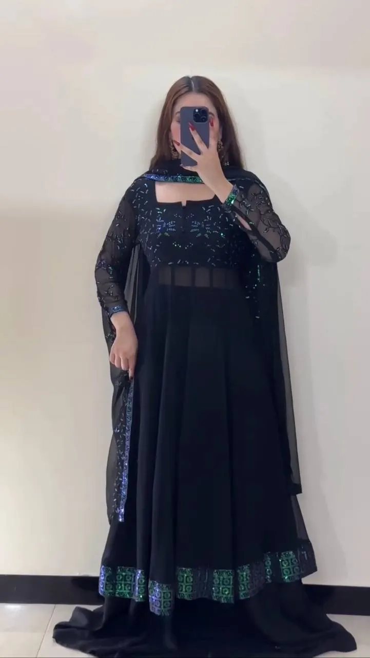 Deepika 6012 Gorgette Sequnce Work Festival Gown Surat Wholesale