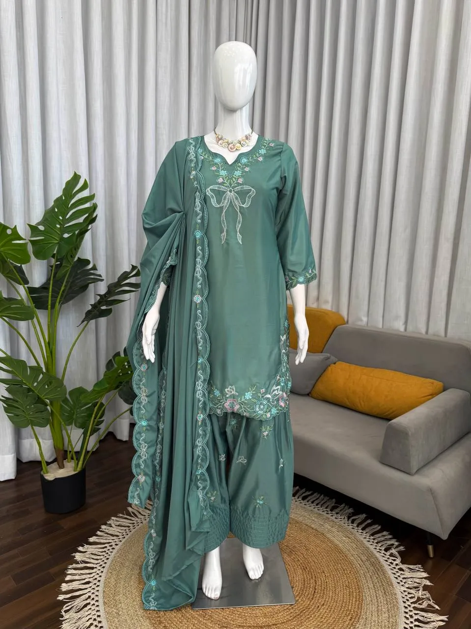 Deepika 6014 Natural Crep Sequnce Salwar Suit Wholesale Surat