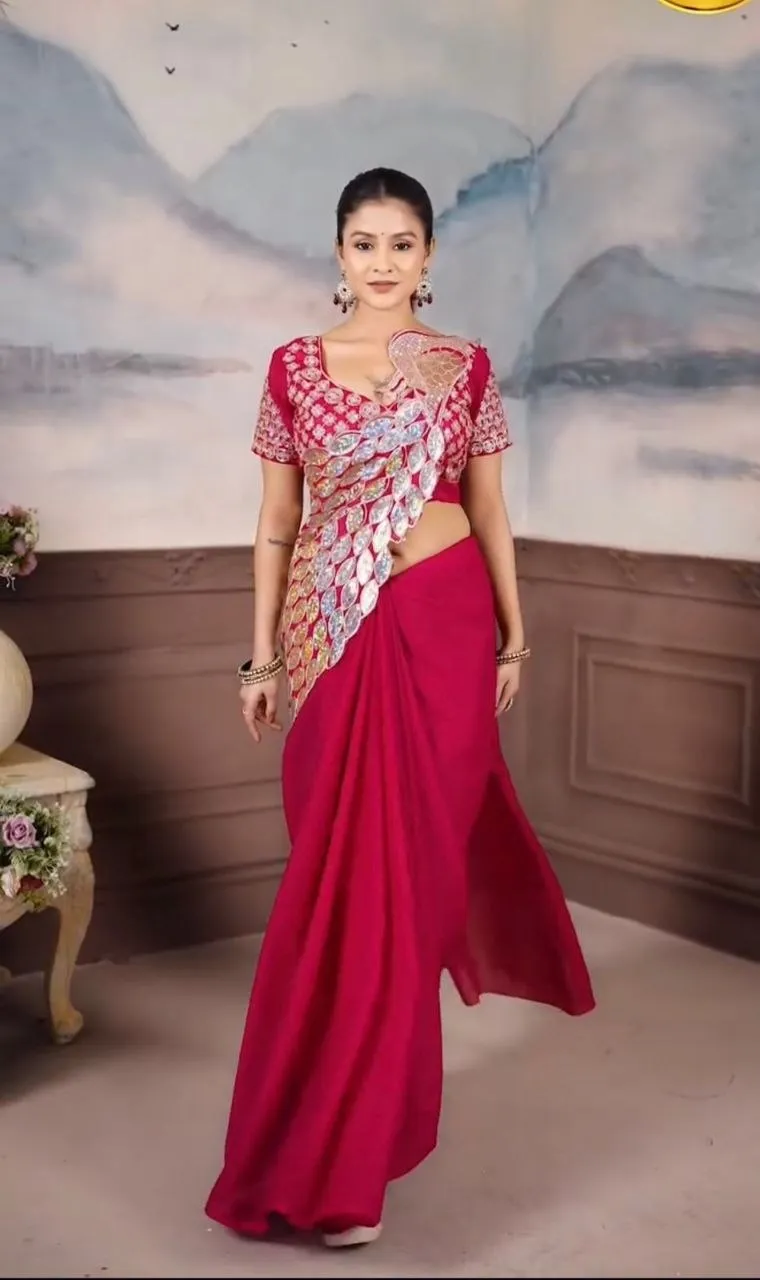 Madhuri 254 Star Georgette Sequence Ready To Wear Saree Wholesale Surat