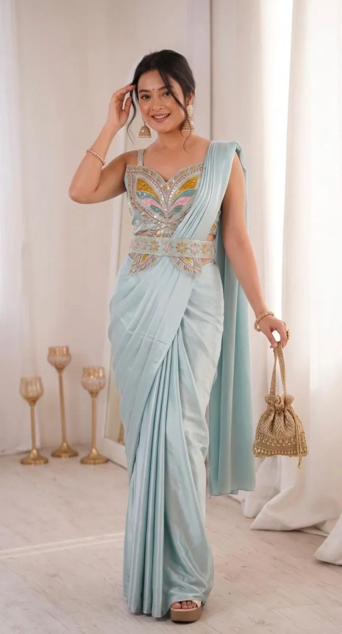 Madhuri 257 Crep Party Embroidery Ready To Wear Saree Wholesale Surat