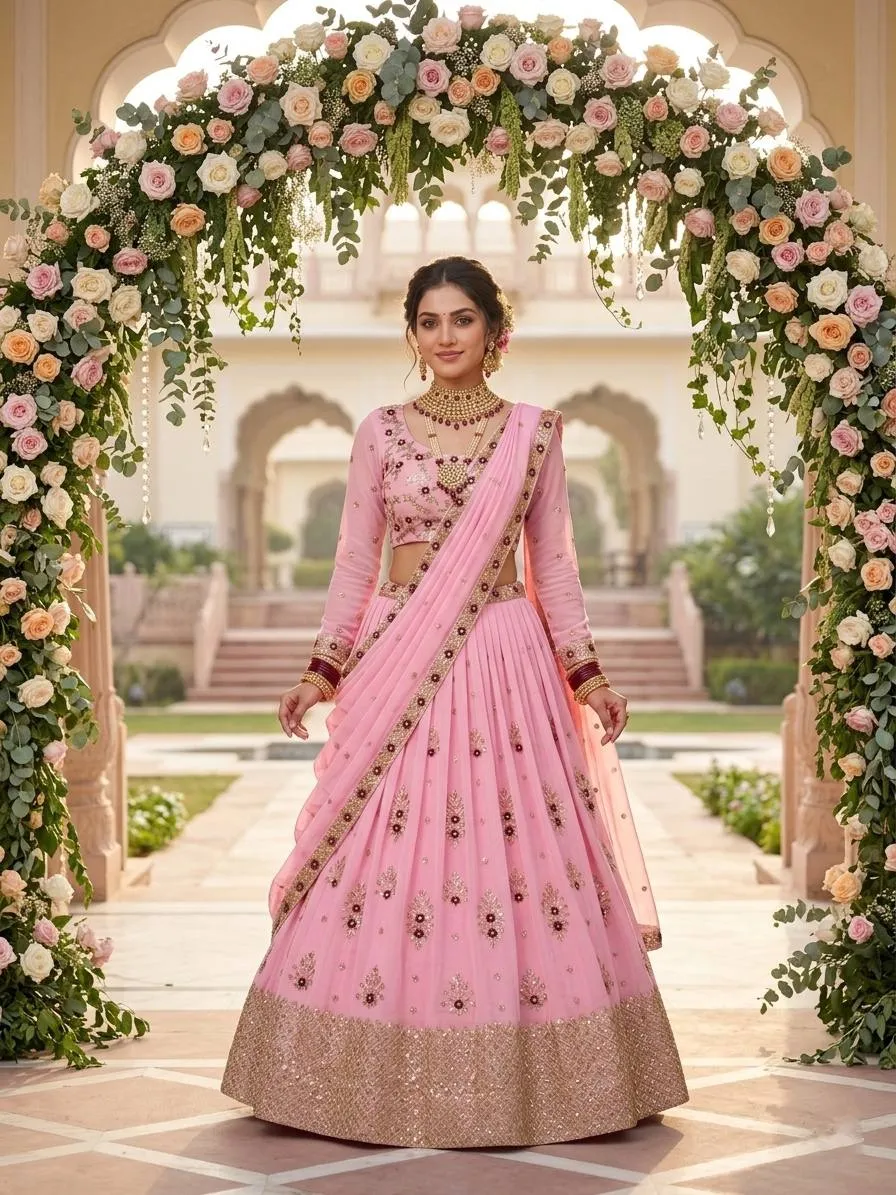 SBD 1848 Georgette Embroidery Work Lehenga Choli Wholesale Surat