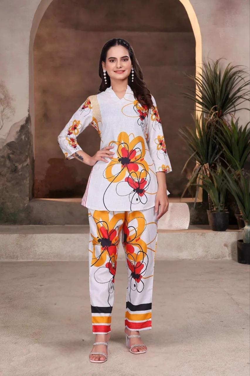 AEA 592 Magic Slub Printed Co Ord Set Wholesale Surat