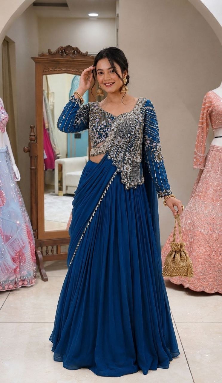 Madhuri258 Rangoli Trending Embroidery Ready To Wear Saree Wholesale Surat
