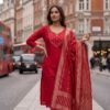 KR 409 Mul Chanderi Elaichi Color Lichi Silk Jecard Readymade Dress Wholesale Surat