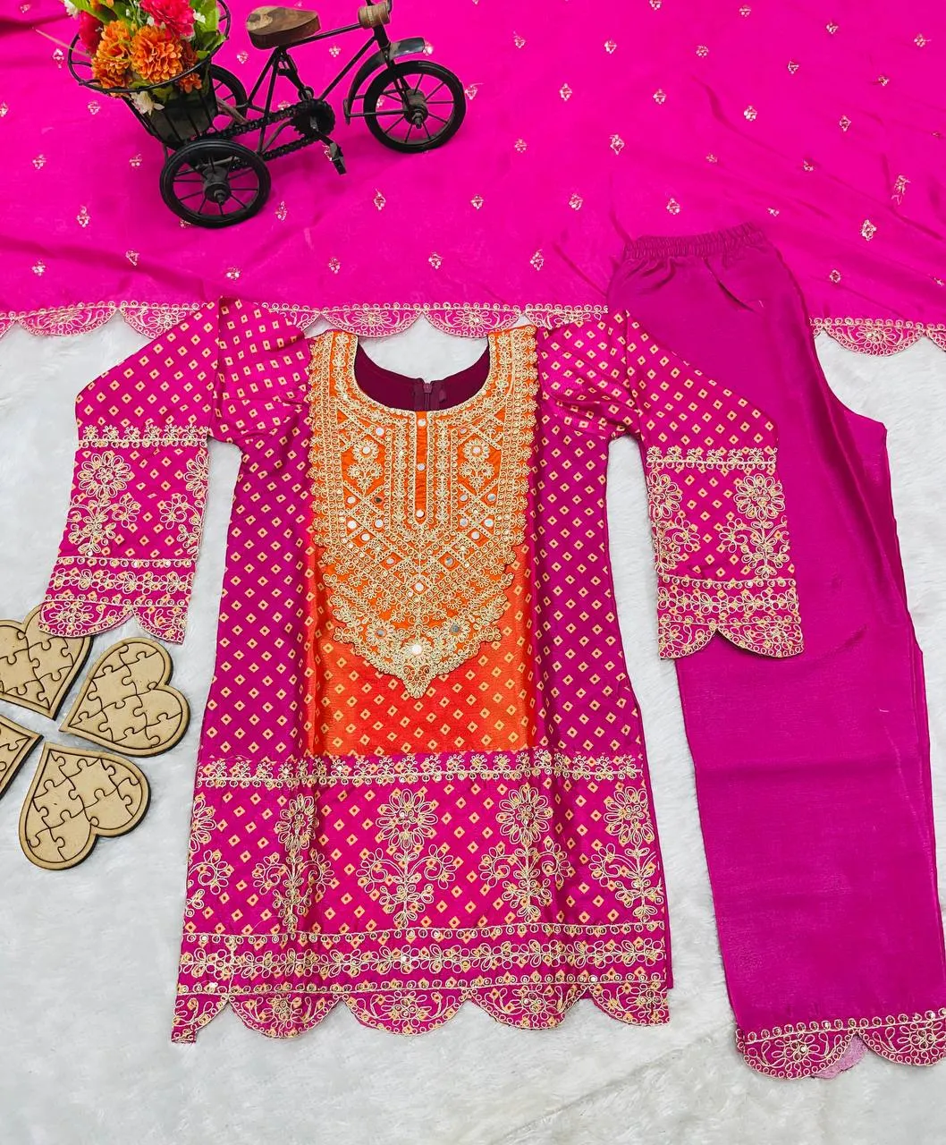 Stylish Baby 186 Chinon Silk Embroidery Shalwar Suit Kid Wear Wholesale 2026