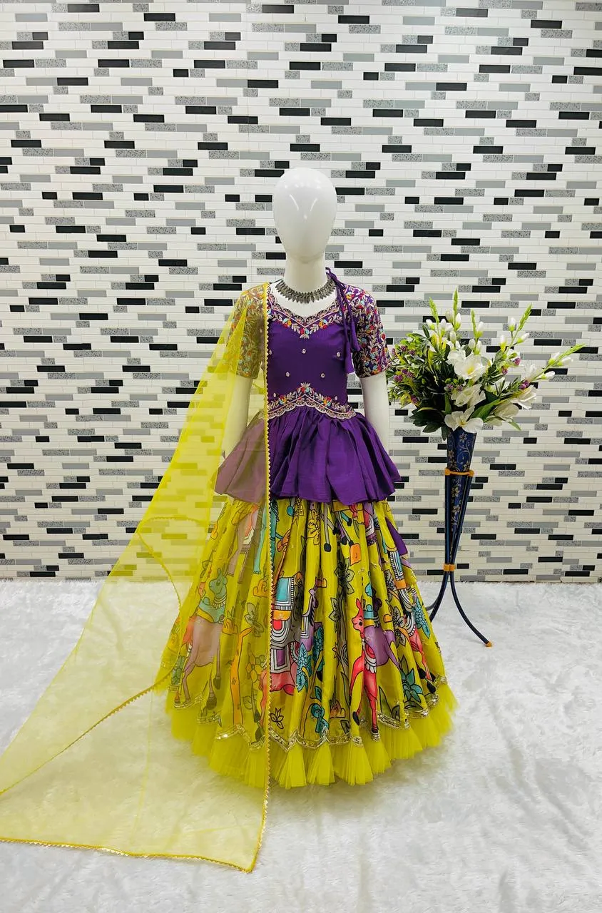 Beautiful Baby 197 Chinon Silk Embroidery Top Lahenga Kid Wear Wholesale 2026