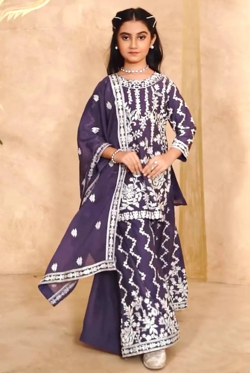 Stylish Baby 216 Georgette Sharara Suit Embroidery Kid Wear Wholesale 2026