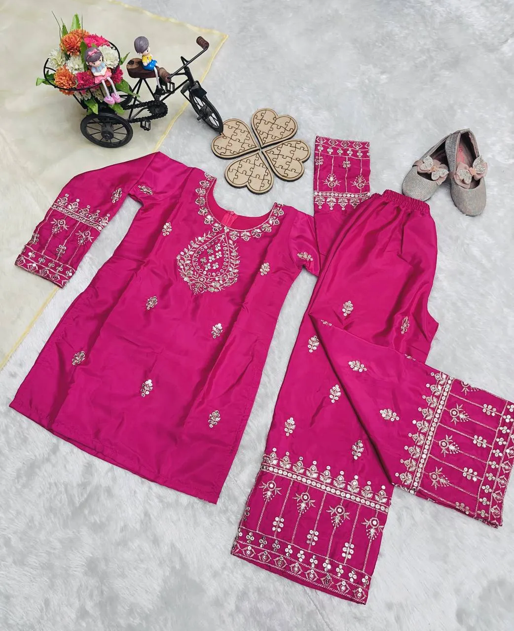 Latest Baby 220 Crep Silk Embroidery Festival Dress Kid Wear Wholesale 2026