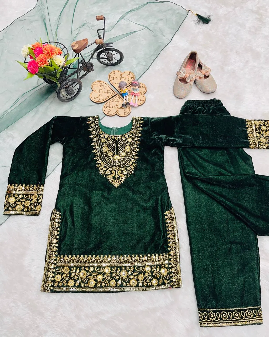 Launching Baby 236 Viscose Velvet Embroidery Dress Kid Wear Wholesale 2026