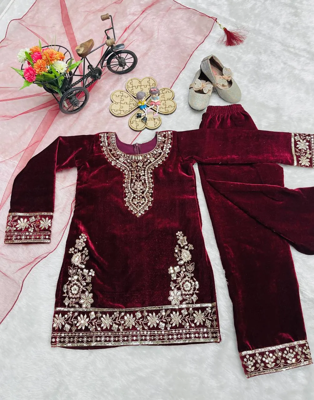 Launching Baby 237 Viscose Velvet Dress Kid Wear Wholesale 2026