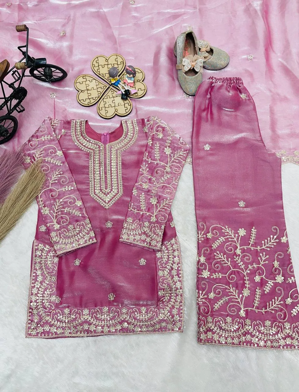 Launching Baby 244 Gmy Silk Festival Sharara Suit Kids Wholesale 2026