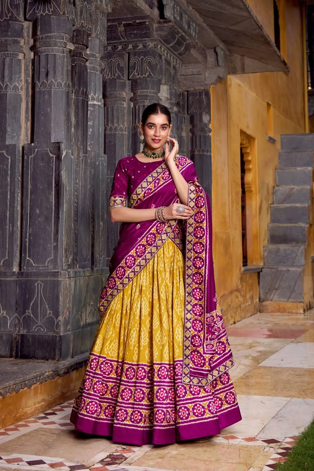Stylish WMN 1246 Tasar Silk Ikkat Printed Lehenga Choli Wholesale 2026