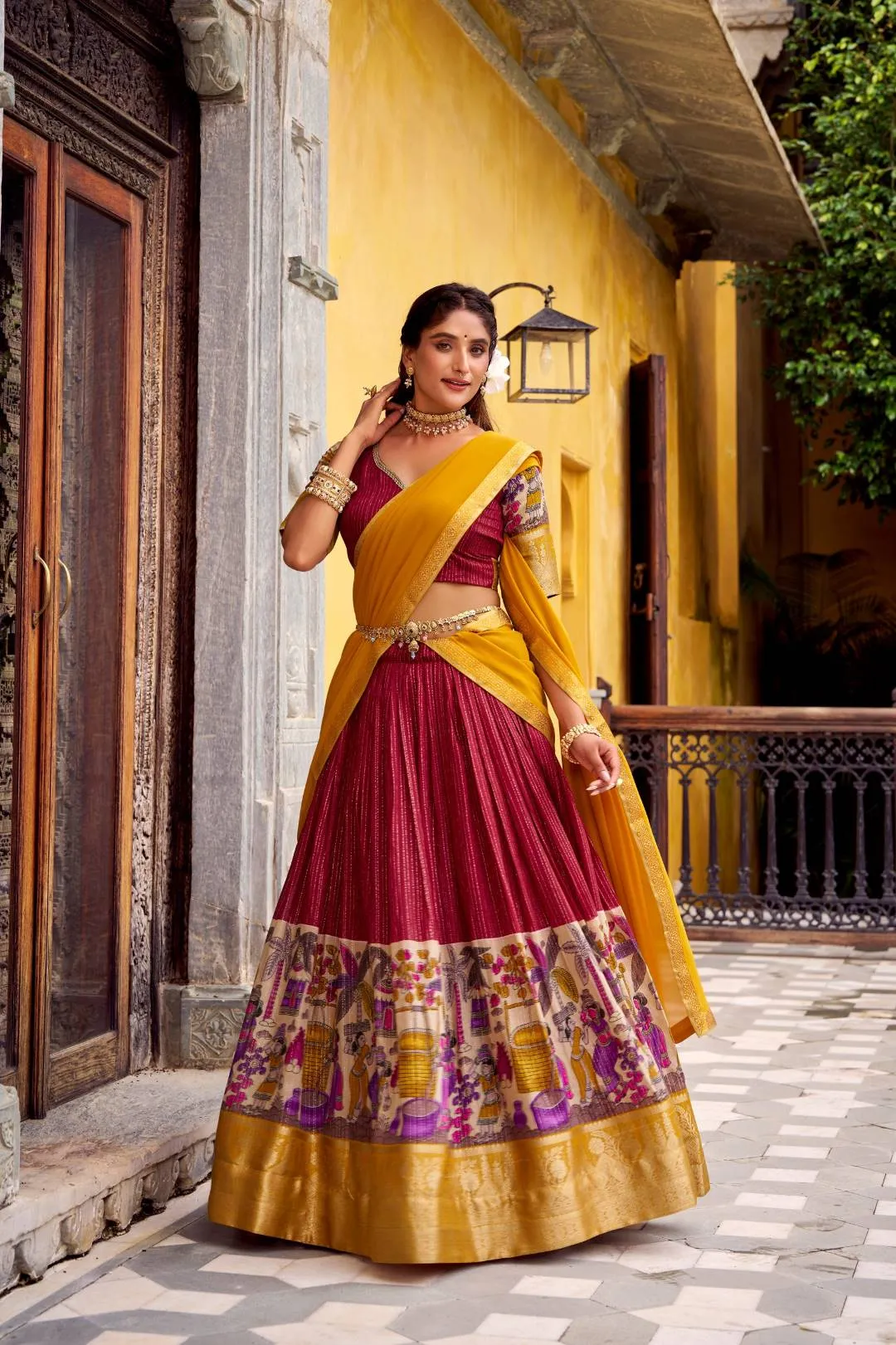 Buy WMN 1242 Nitriya Chanderi Kalamkari Lehenga Choli Wholesale 2026