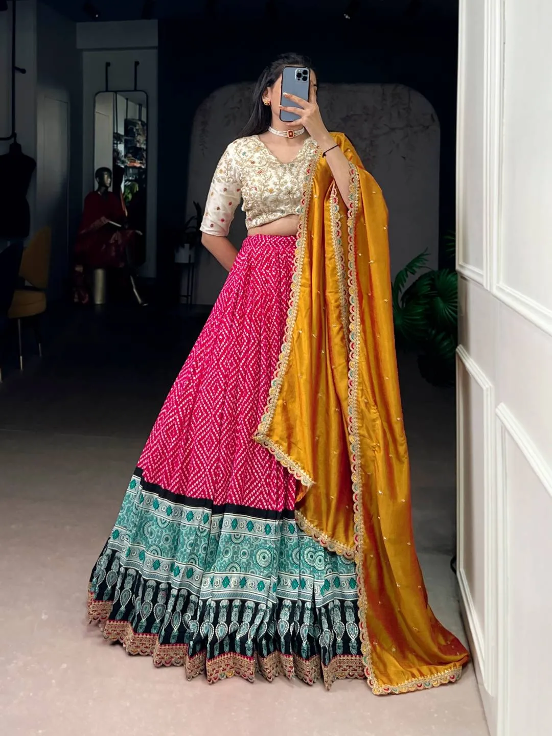 Buy WMN 1416 Rayon Bandhej Lehenga Choli Wholesale 2026