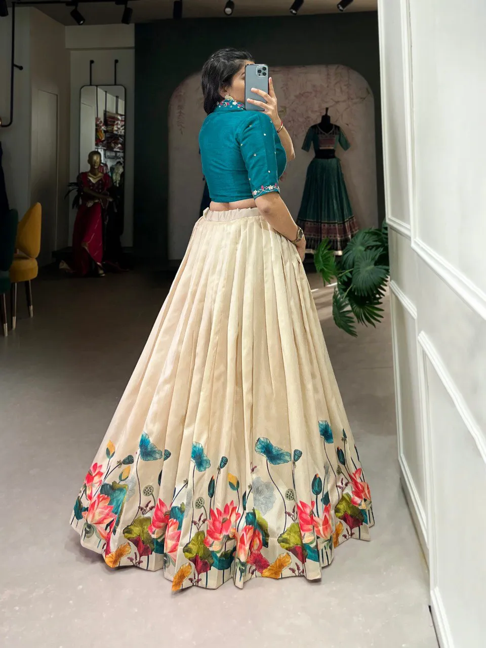 Buy WMN 1131 Tussar Silk Floral Printed Lehenga Choli Wholesale 2026