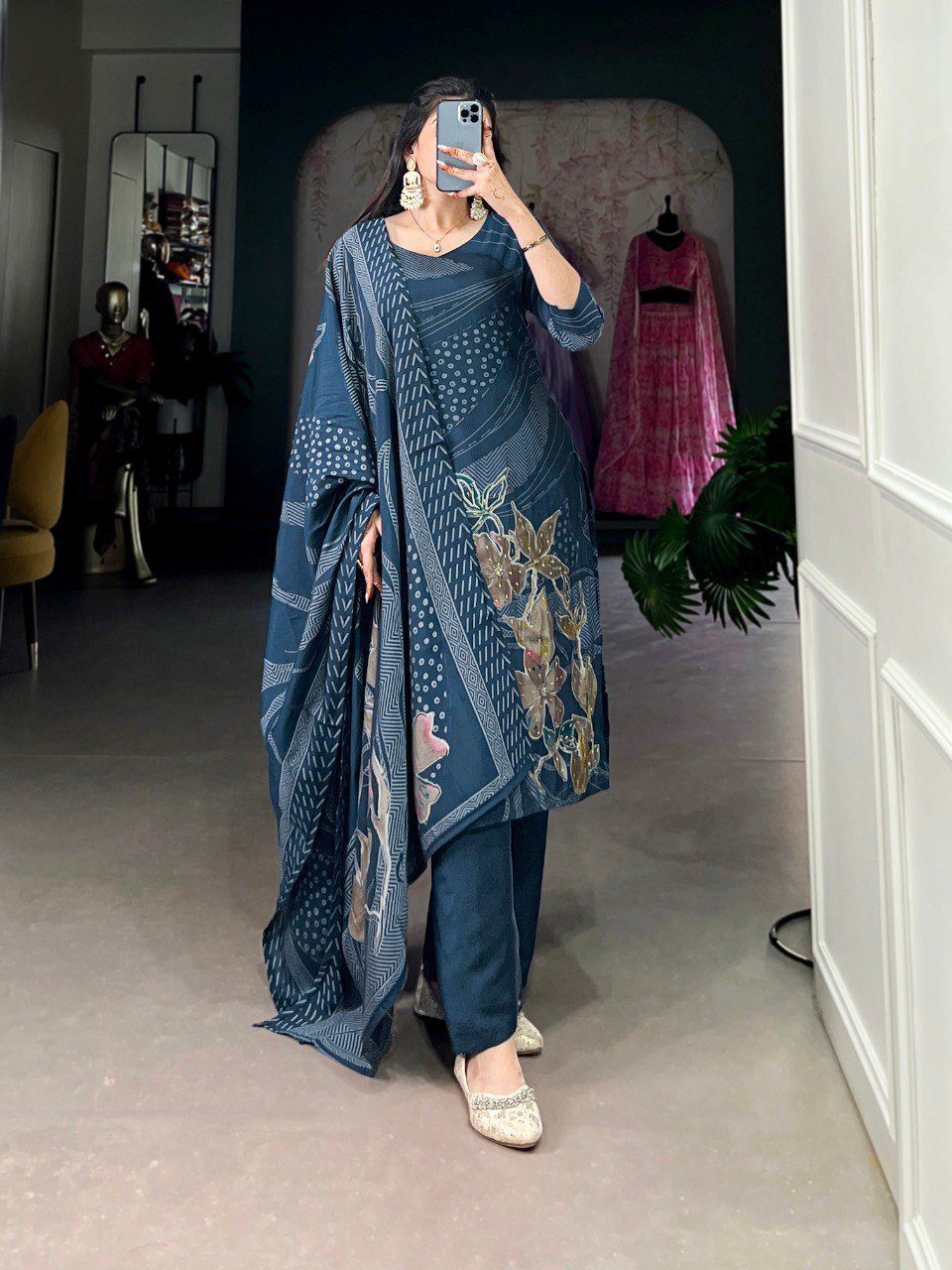 3301 Livaa Roman Silk Hand Work Reeadymade Dress Wholesale