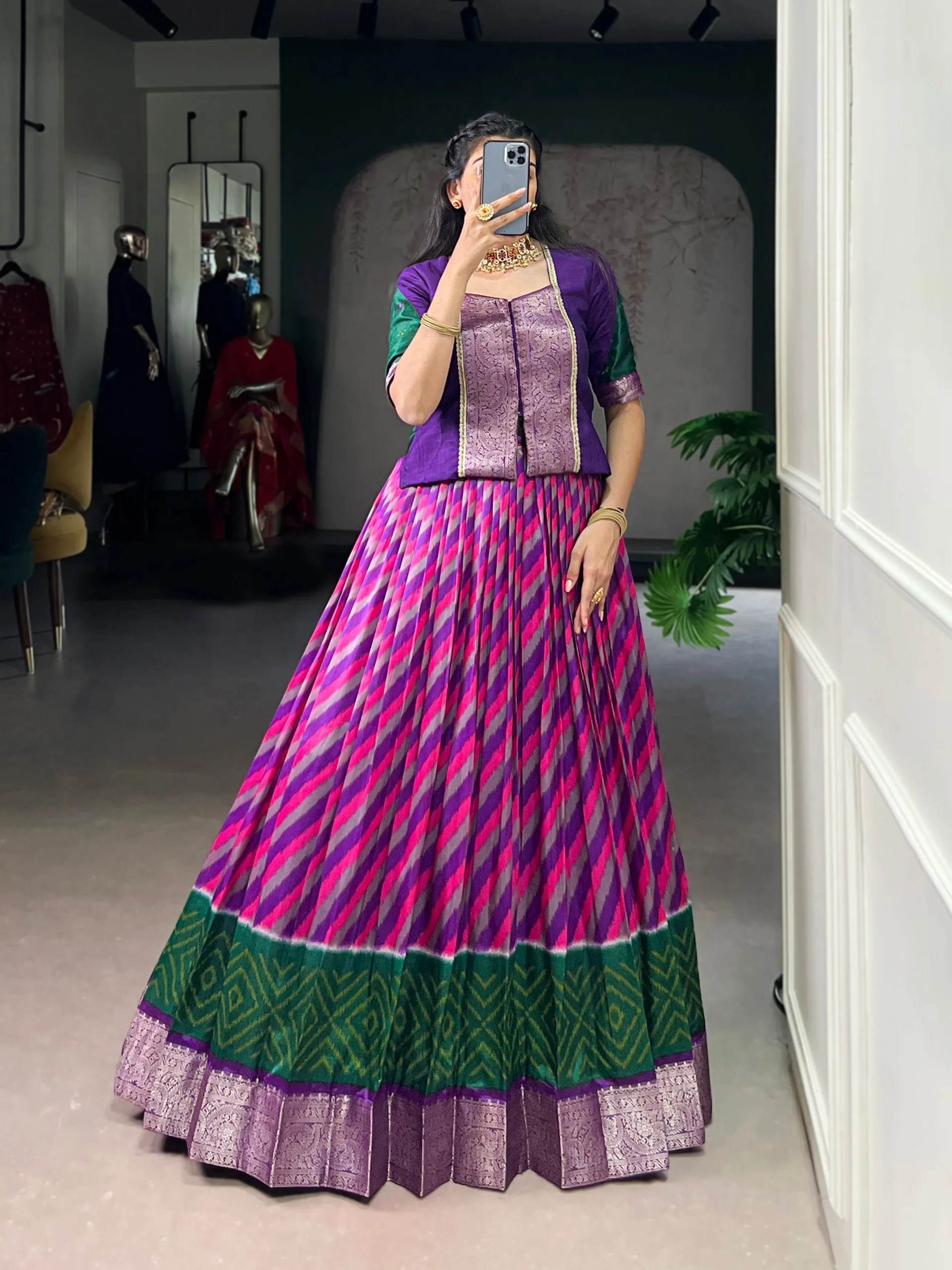 Buy WMN 1107 Tasar Silk Weaving Work Lehenga Blouse Wholesale 2026