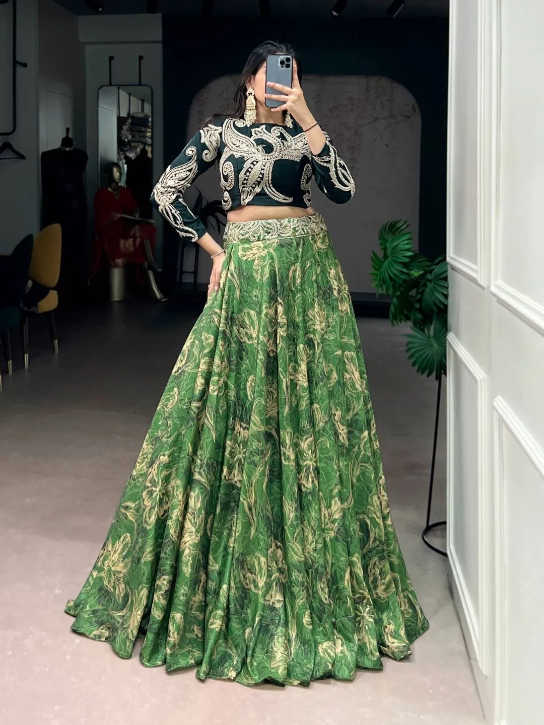 Buy WMN 1125 Tasar Silk Printed Embroidery Lehenga Choli Wholesale 2026