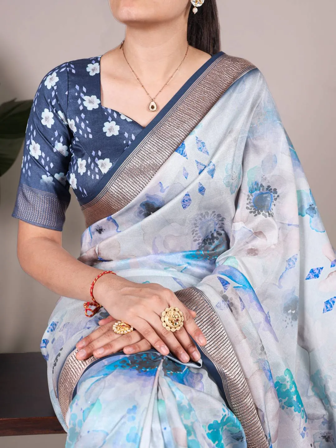 Buy WMN 7024 Tasar Silk Floral Printeded Saree Wholesale 2026