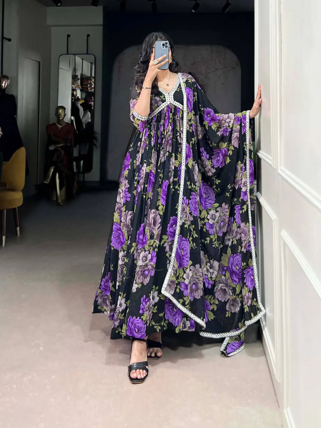 Latest WMN 5040 Georgette Floral printed Gown Wholesale 2026