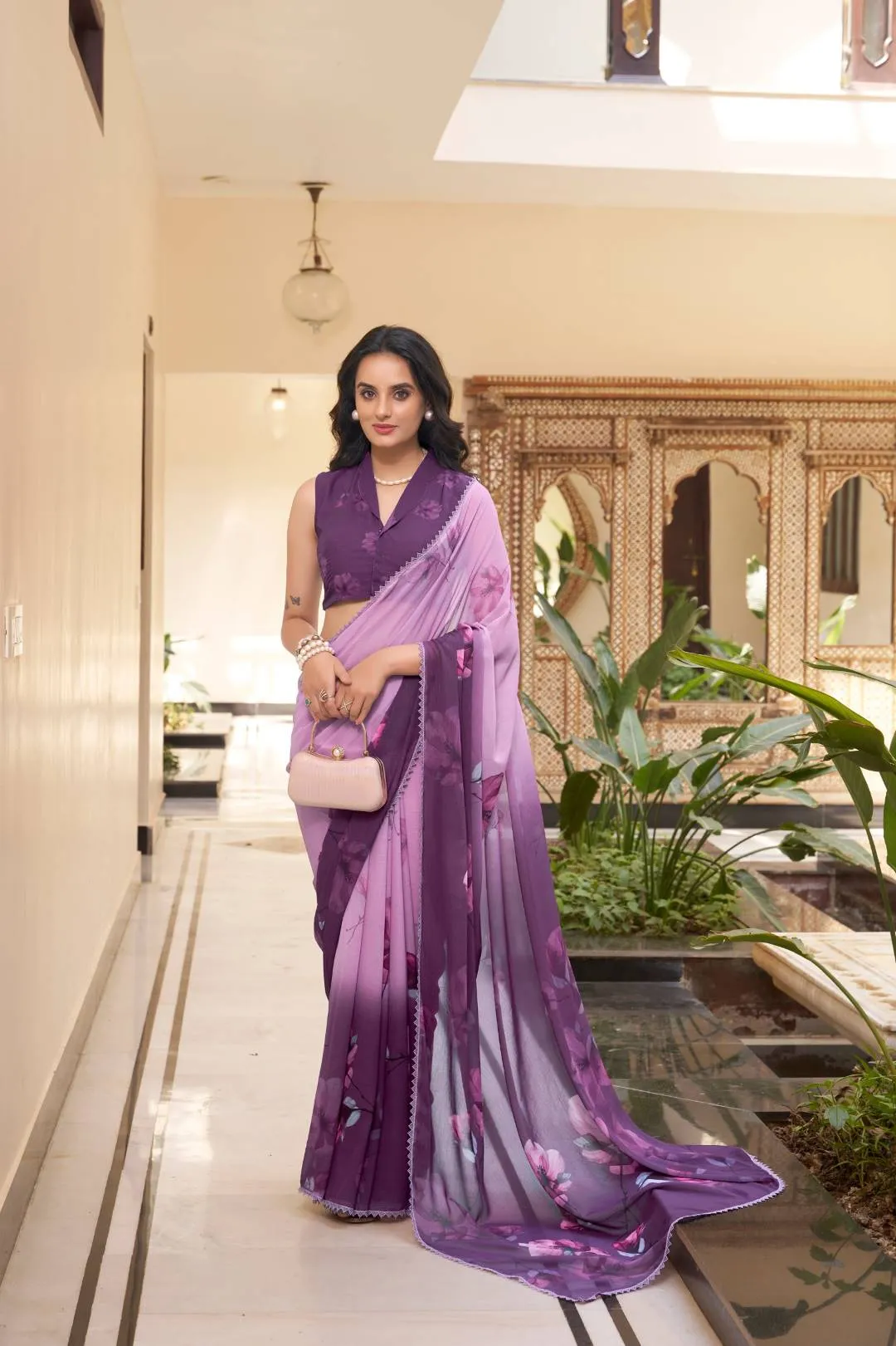 Latest WMN 7038 Weightless Marbal Floral Printed Saree Wholesale 2026