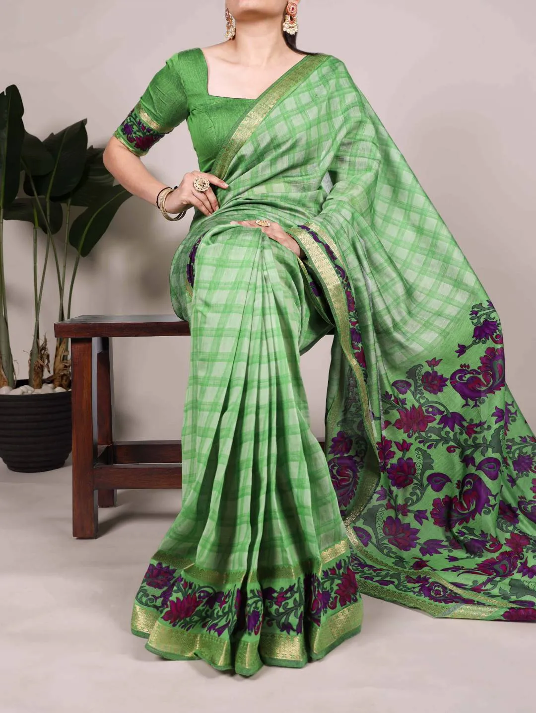 Beautiful WMN 7035 Viscose Chanderi Printed Zari Weaving Work Saree Wholesale 2026