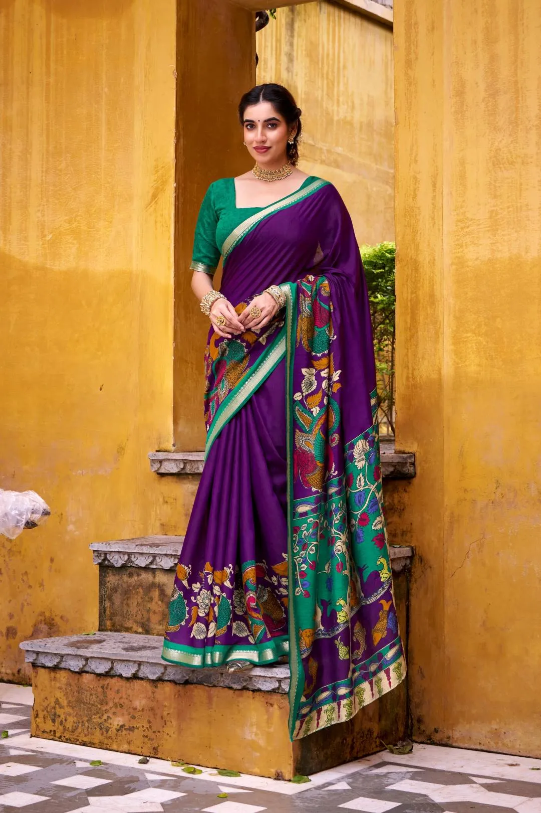 Stylish WMN 7048 Viranshi Viscose Chanderi Kalamkari Weaving Saree Wholesale 2026