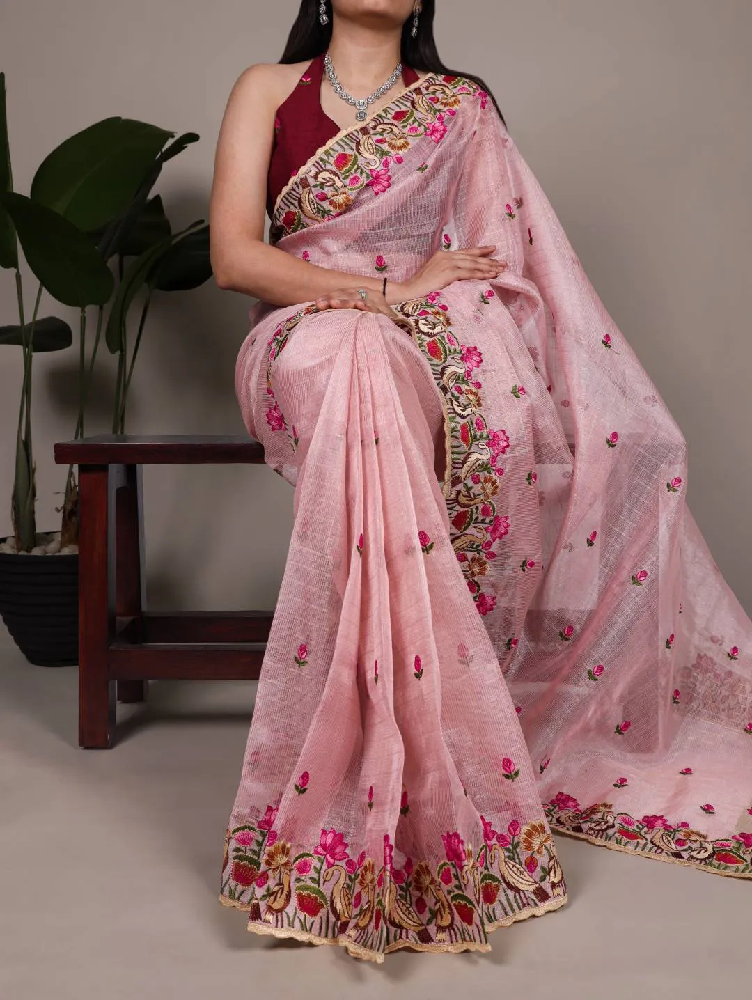 Stylish WMN 7400 Zari Kota Tissue Party Wear Embroidery Saree Wholesale 2026