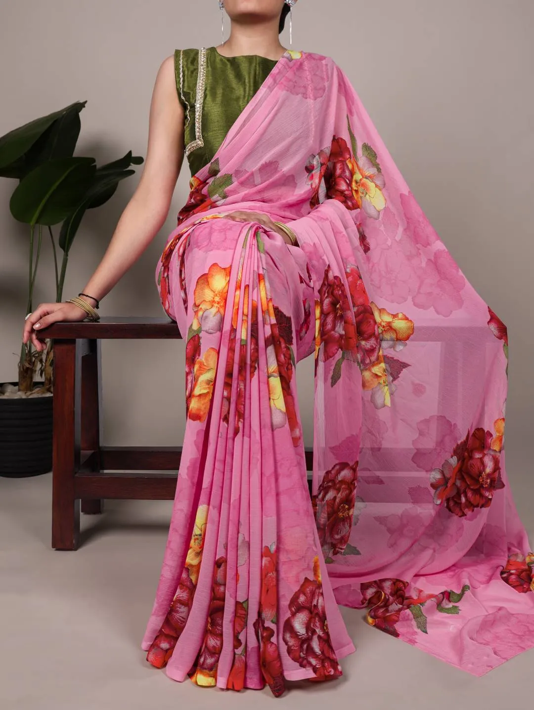 Beautiful WMN 7009 Chiffon Floral Printed Saree Wholesale 2026